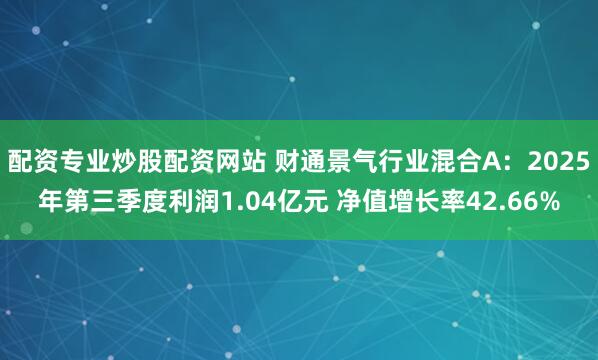 配资专业炒股配资网站 财通景气行业混合A：2025年第三季度利润1.04亿元 净值增长率42.66%